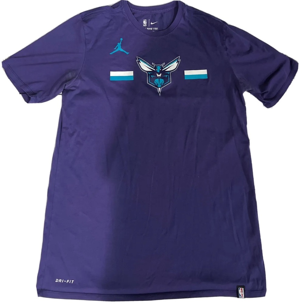 Men’s NBA Charlotte Hornets Basketball Purple Jordan T-Shirt (Size: Large Tall)